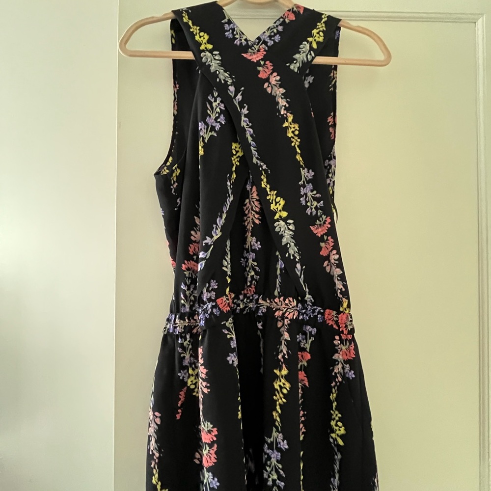BCBGMAXAZRIA colorful romper with open back